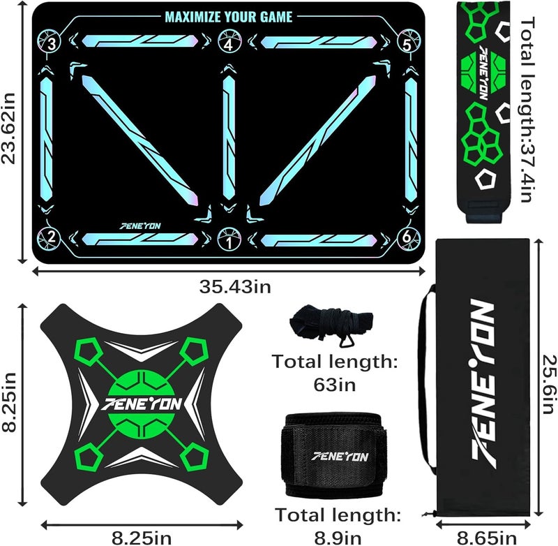 peneyon Soccer Training Mat with Adjustable Soccer Trainer - Non-Slip Soccer Training Equipment for Kids Youth to Boost Speed, Strength & Coordination | Soccer Trainer for Indoor/Outdoor Drills - Image 3